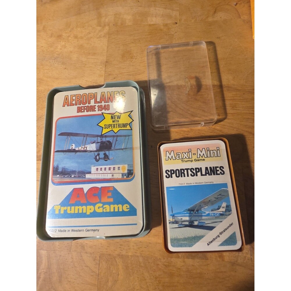 2 Vintage New Ace Trump Card Games Aeroplanes Before 1940 Mini Sports Planes
